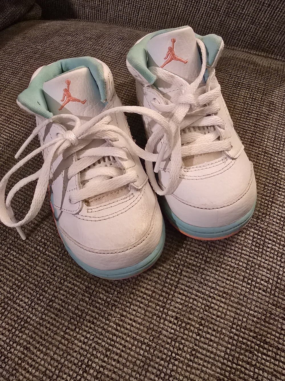 Jordan Kids' White & Teal Basketball Sneakers